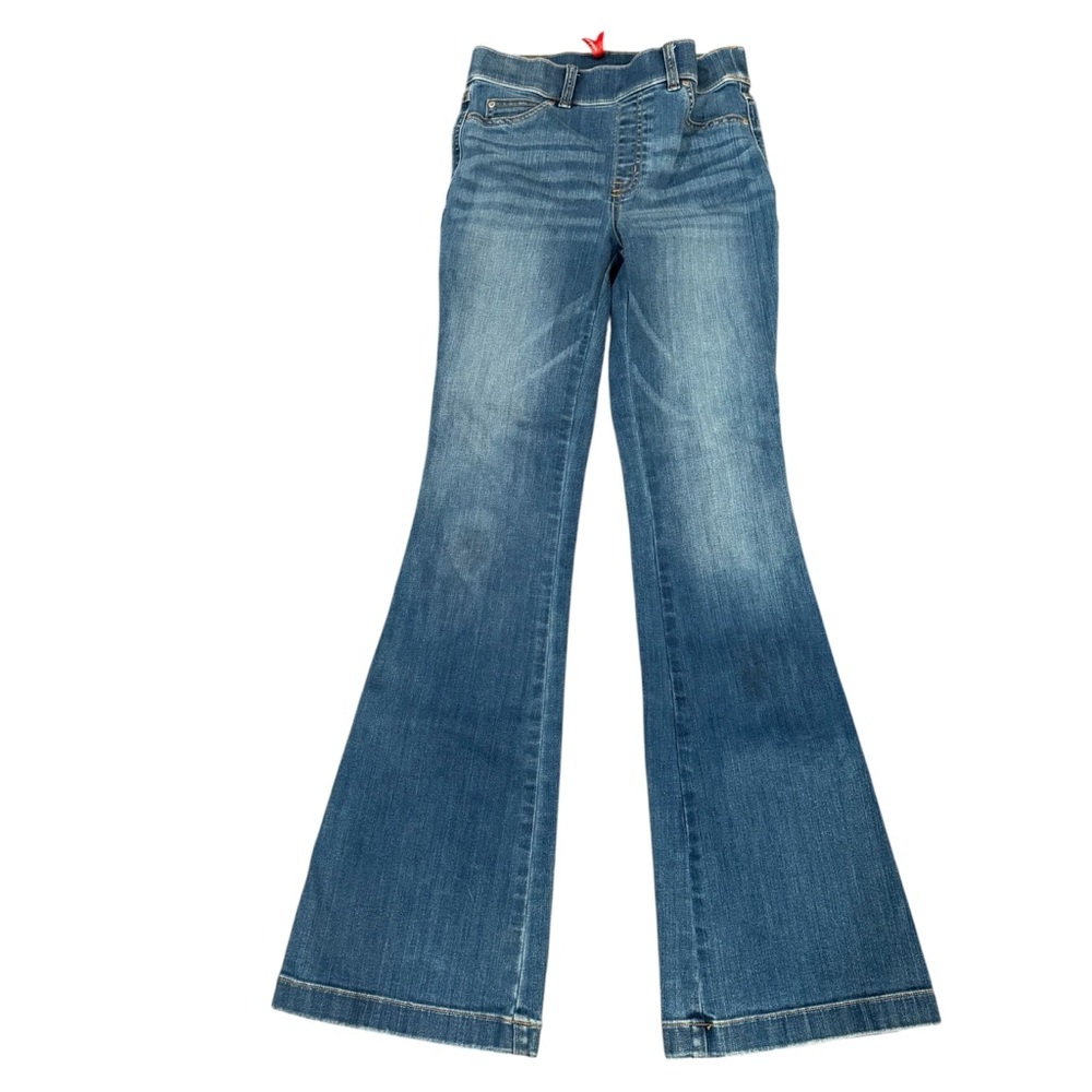 Spanx High Rise Flare Jeans S Tall Tummy Control Denim Pull Up Pants Light Wash - Picture 1 of 7